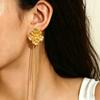 Geometric Retro Metal Flower Stud Earrings Women European American Light Luxury Daily Party Jewelry Gift