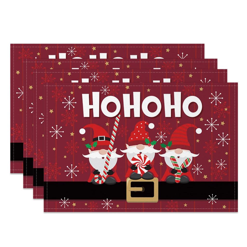 Christmas Placemats Santa Claus Milu deer Xmas tree Home Winter Table Seasonal Merry Christmas Family Party Restaurant Decor