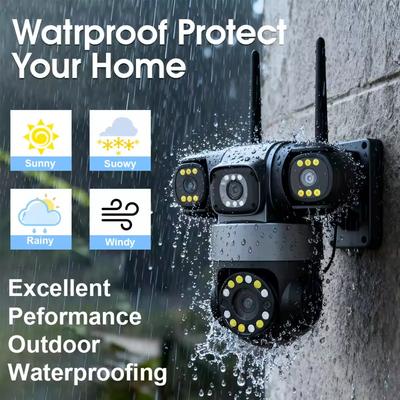 16MP 4 Linsen WiFi Sicherheitskamera 360 PTZ Außen Drahtlos 16x Zoom 4 Bildschirme IR Nachtsicht Auto Tracking Wasserdicht CCTV Kamera