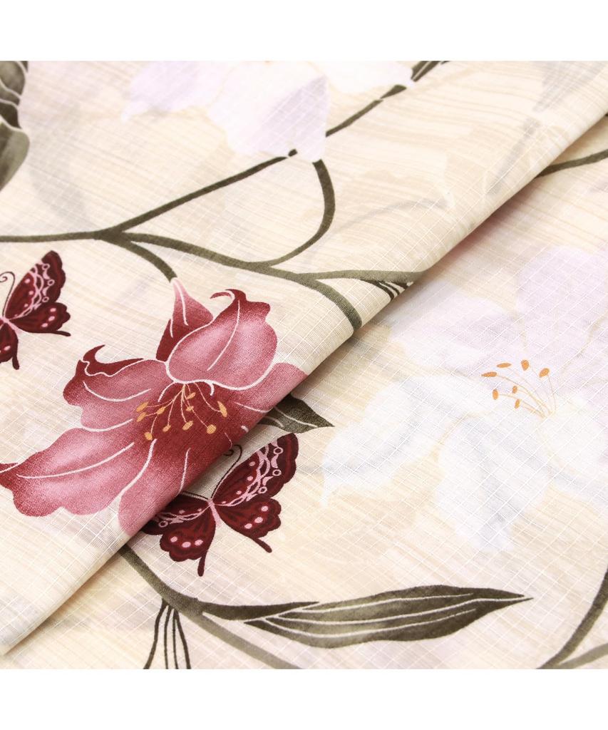 Yukata change set heiko E Scarlet Lily Butterfly [KYOETSU] set, weave, unbleached, 6-piece (yukata, obi, underwear, geta, waistband) Women's (10.