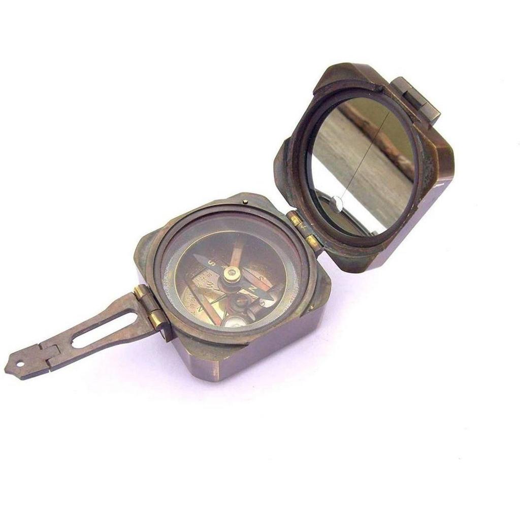 India Brass Solid Mini Brunton Compass Square Antique Vintage Style Gift Compass  (Brown