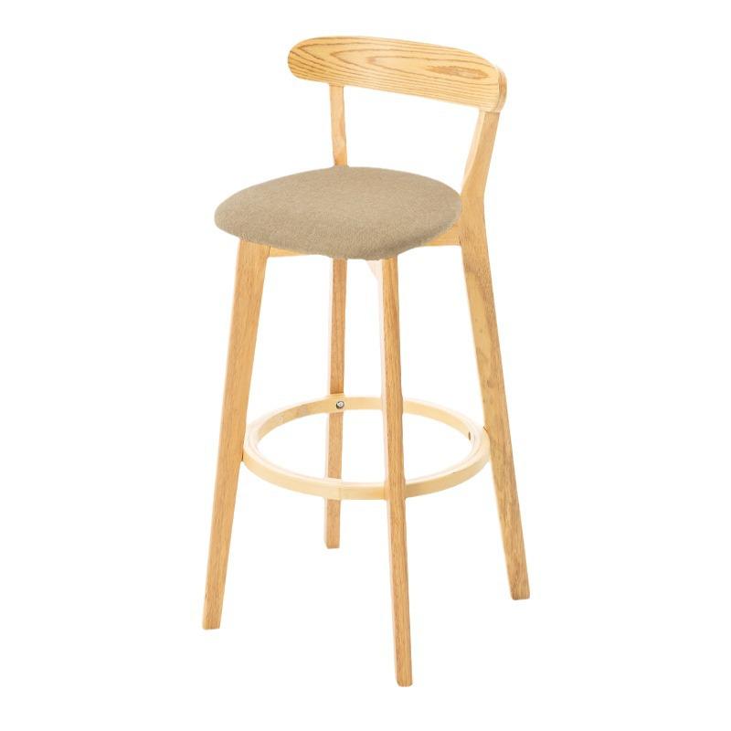 Nordic Solid Wood Bar Stool with Backrest - Modern Minimalist High Chair for Home or Milk Tea Shop