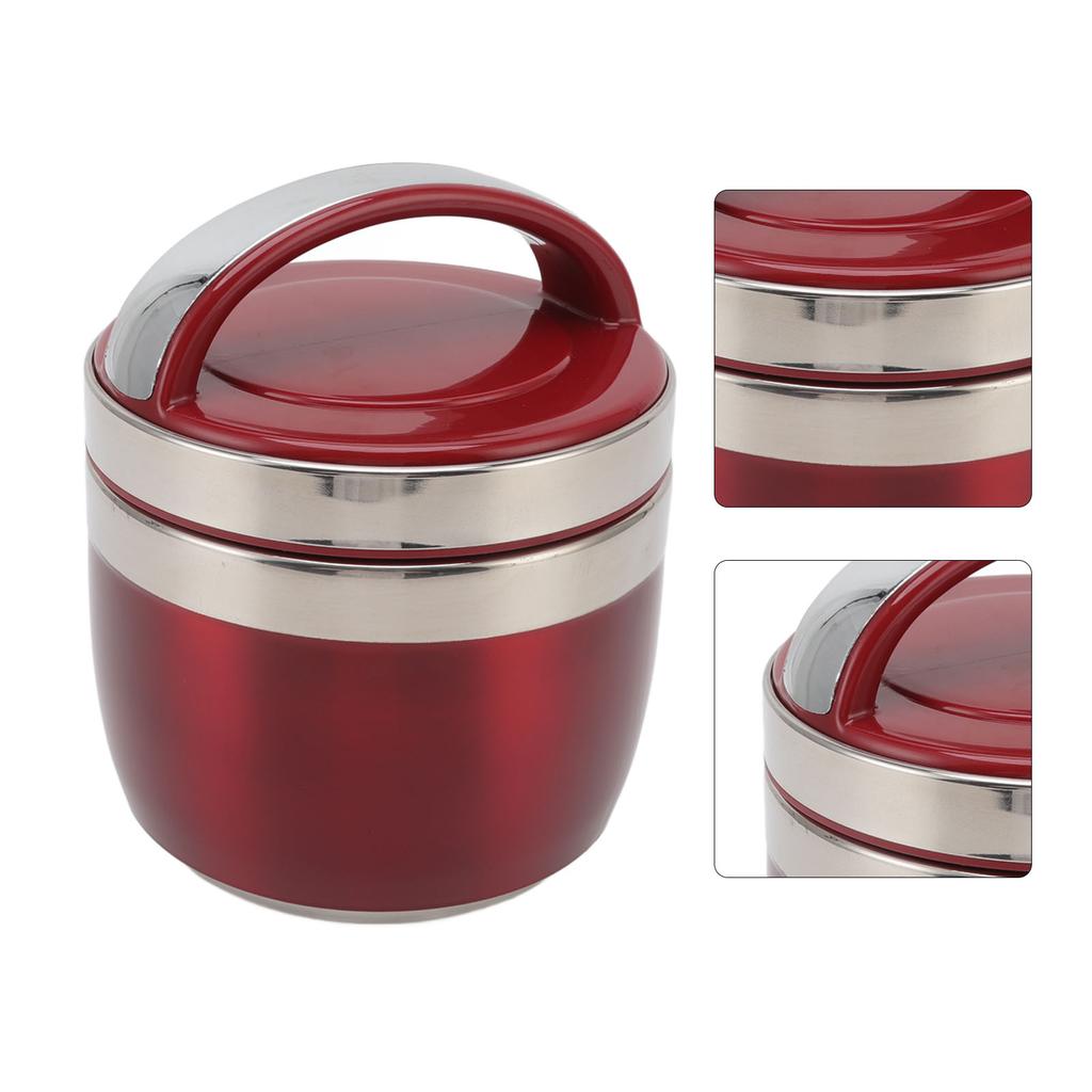 1.5L Vacuum Lunch Box 304 Stainless Steel Insulated Food Container Portable Bento Box for Student Office Worker Red