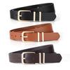 European American Fashion Gold Buckle Leather Belt for Women - Trendy Accessory for Suits, Pants, and Jeans