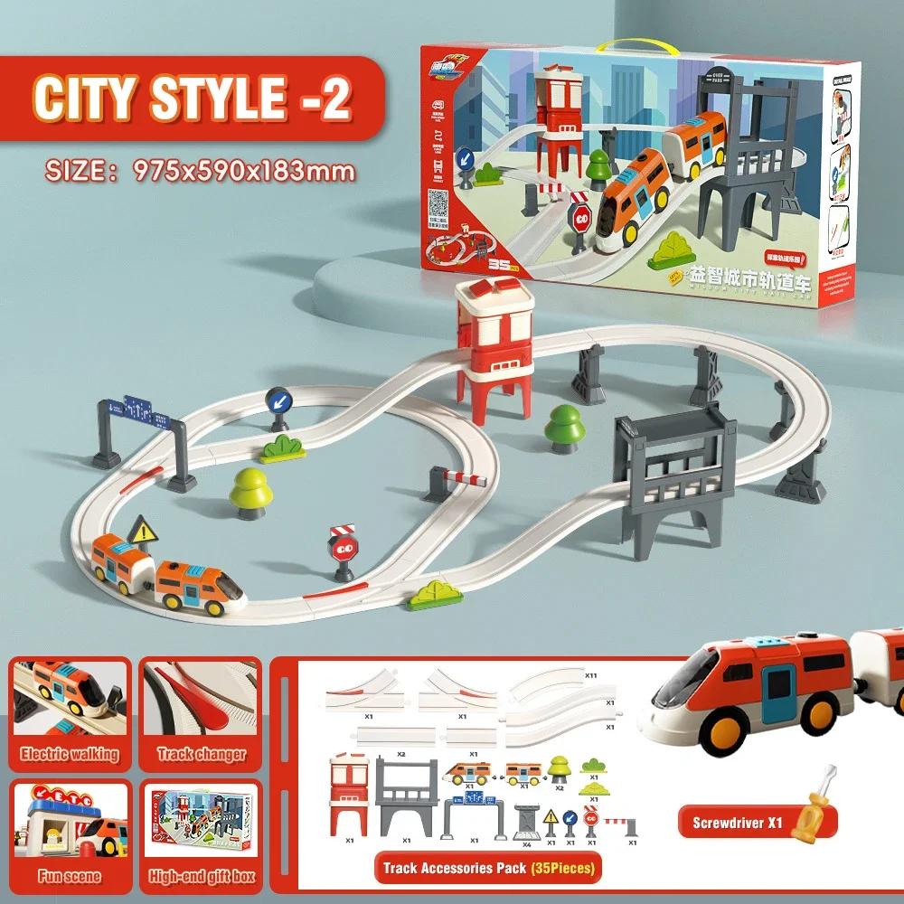 Non-Toxic Engineer Electric Adventure Rail Train Educational Toys Diy High-Speed Train Track Model Car Children Toys For Children Kids Gifts
