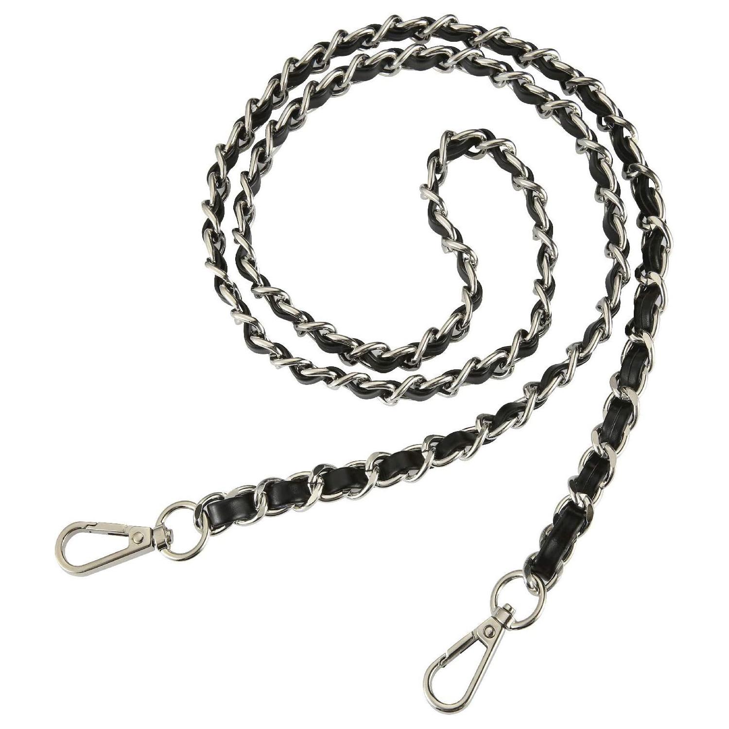 47 дюймов PU Кожа Плоская Цепь Ремешок Цепочки для Сумки Ремешки для Кошелька Плечевой Кроссбоди Запасной Ремешок DIY Изготовление Кошелька серебряный