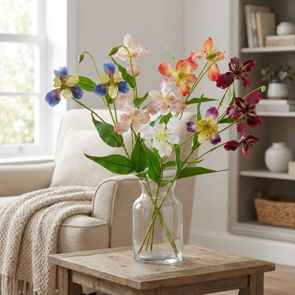 Long Branch Simulation Silk Flowers Realistic Faux Flower Luxury Fake Iris Stem Party Decor