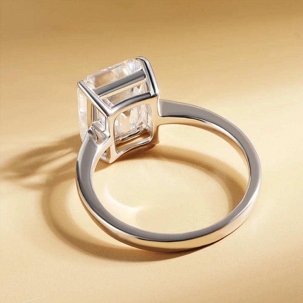 4CT Emerald Cut Solitaire Moissanite Ring GRA Certified 8x10mm Lab Diamond Engagement Wedding Bands for Women CopperJewelry