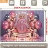 2D 6th Birthday Photography Backdrop, Pink and Silver Balloon with Light Ring Background