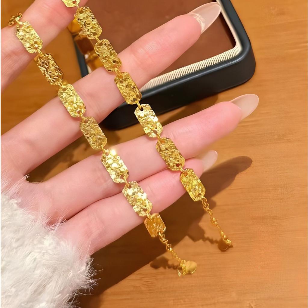 Real Gold Store, Same Style Gold, Women's Bracelet, Square Plate, Beautiful Jewelry