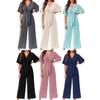 Im Sommer 2026 der neue europäische, amerikanische und Amazon-grenzüberschreitende einfarbige V-Ausschnitt einfacher Design-Kurzarm-Jumpsuit für Damen