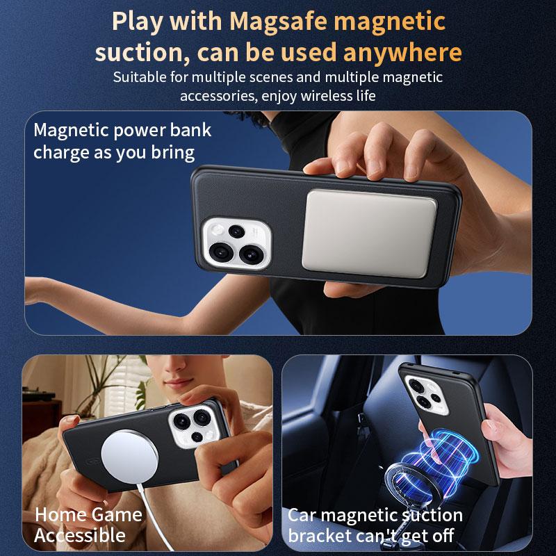 Funda Magnética de Cuero Shield para Oppo Reno 15 Para Oppo Reno 15 Antihuellas Antideslizante PC+TPU
