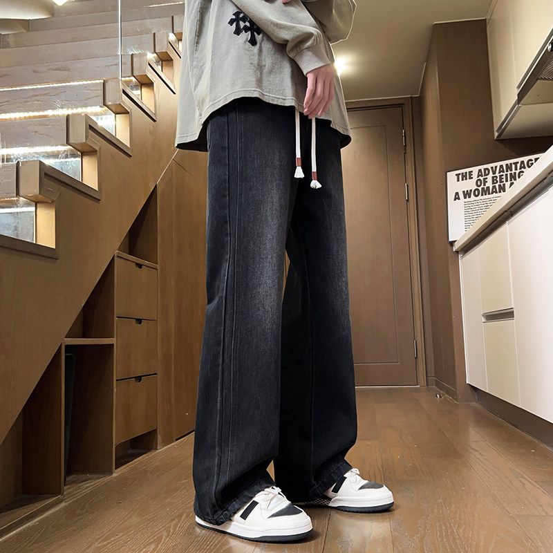 Foreign Trade Surplus American Retro Flared Casual Jeans for Men, Autumn and Winter Loose Straight Thickened Wide-Leg Pants