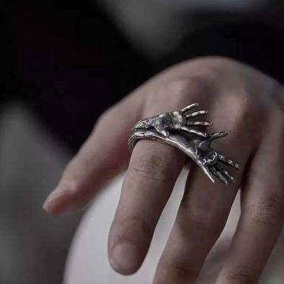 Gothic Skeleton Hands Design Ring Unisex Fashion Jewelry Alloy Craftsmanship Finger Accessories Perfect For Daily Wear