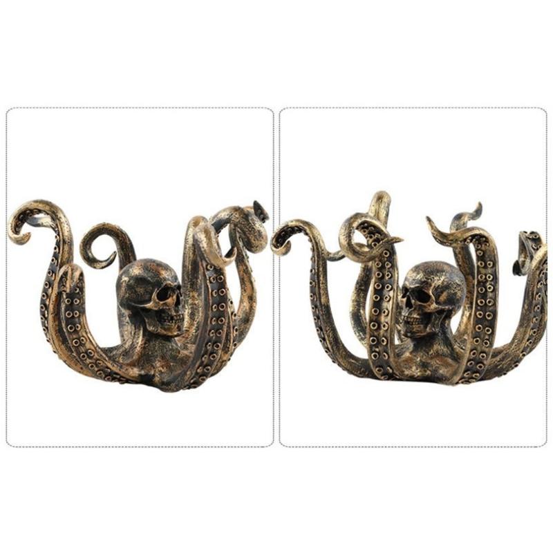 Halloween Unique Tentacles Skull Animal Sculpture Cup Holders Resins Ornament Hanging Hook for Home and Office Decors