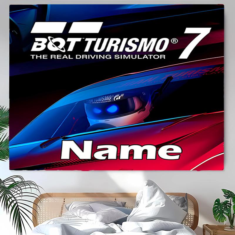 Personalisierte Astro Bot Hintergrund-Wandbehang, Benutzerdefinierter Name Geburtstagsparty, Multifunktionale Wanddekoration für Heimdeko, Verschiedene Anlässe