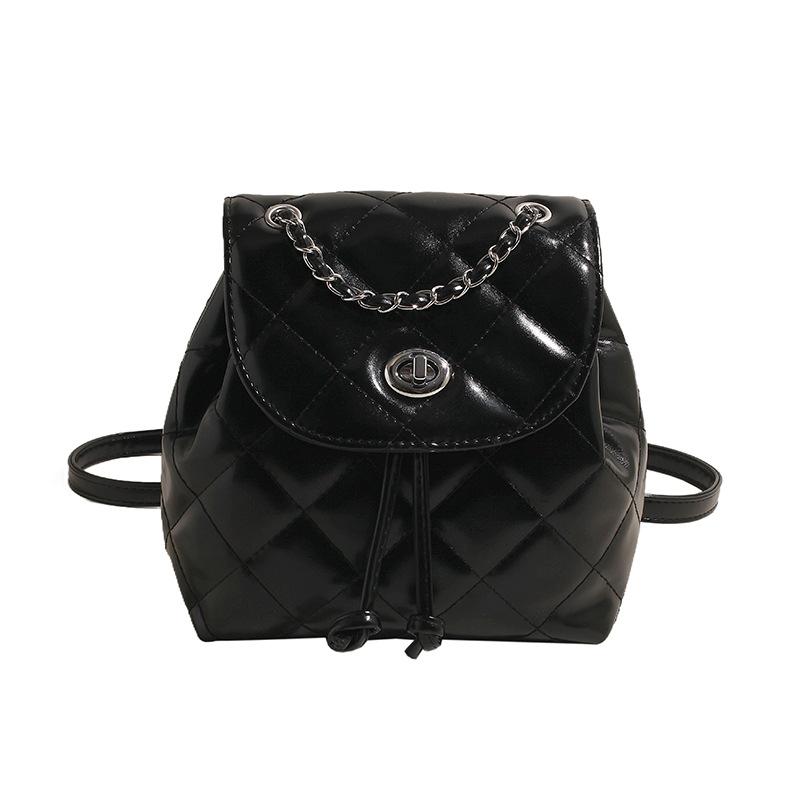 Schoolbag Handsome Mijia Rhombus Chain Backpack Women's Fashion Niche High Value School Bag Bucket Bag Lightweight Travel Backpack