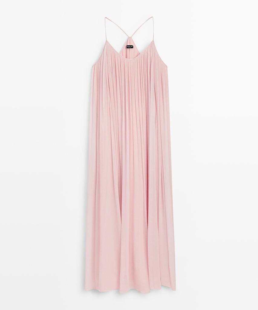 Masimodutti Fluid Pleated Strap Dress