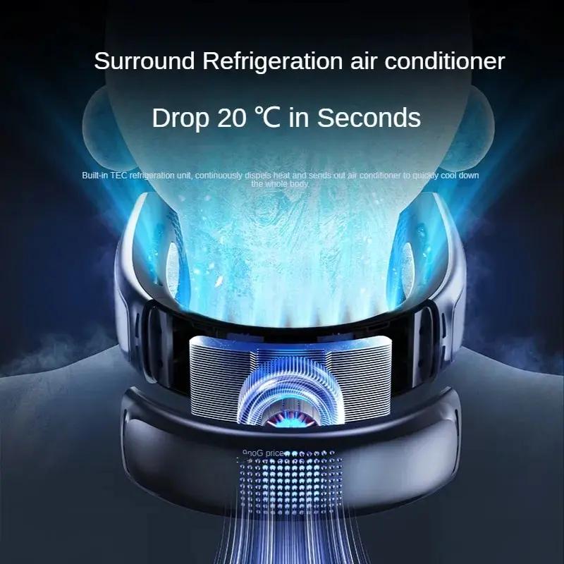 Portable Neck Cooling Fan Hands Free Bladeless Powered Wearable Personal Fan USB Rechargeable Headphone