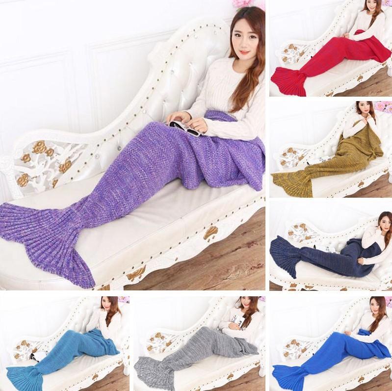 Mermaid Blanket Tail Crochet Knitting Air Conditioner Blankets Soft Gift Warm