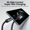 TOOCKI TX111A2 1m PD 100W USB-A To USB-C OLED Digital Display Data Cable Fast Charging Cable with E-Marker Chip for Laptop Phone