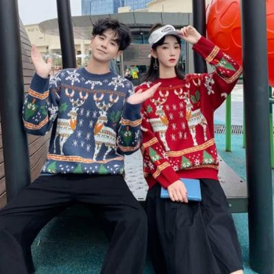 Unisex Oversized Knit Sweater Christmas Winter Casual Wear Soft Breathable Long Sleeve Pullover In Red Blue Green