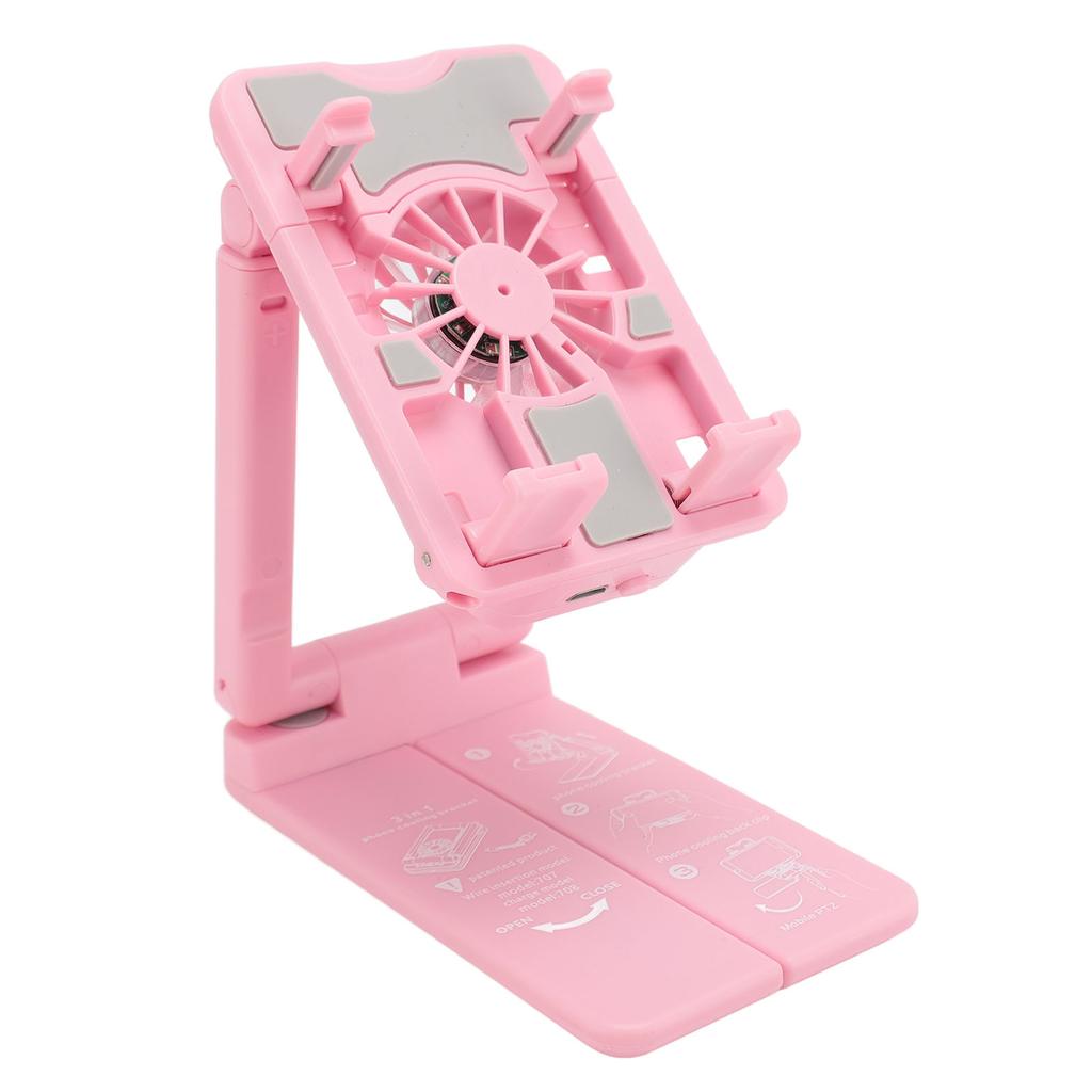Cell Phone Cooler Stand Height Adjustable Desk Mobile Phone Radiator Fan with Colorful RGB Lights