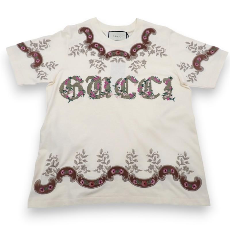 Gucci S Short Sleeve T-shirt Ivory Cotton Women