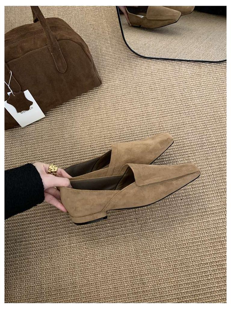 2025 New Fashion Square Toe Flats Ballet Shoes Woman Autumn Winter Footwear Slip On Causal Loafer Soft Moccasin Female Ballerina