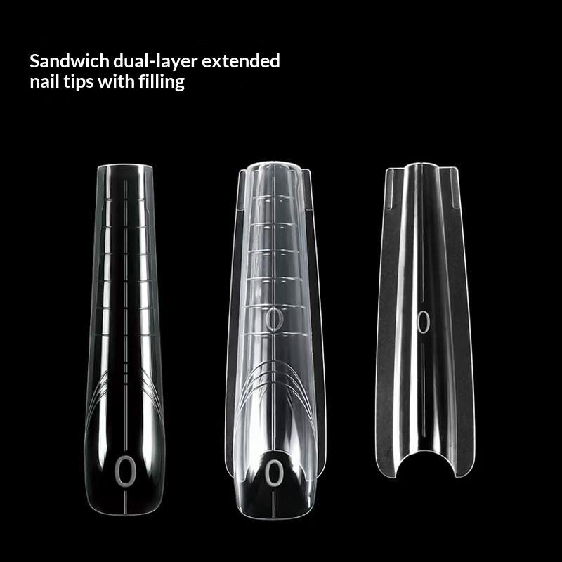 140/280 Pezzi Forme Doppie per Unghie Sandwich Estensioni-Forme Doppie Stampo Superiore Inferiore Forme per Unghie Quadrate Lunghe Mandorla Strumento Manicure