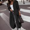 Giacca a vento da donna autunnale con temperamento, personalità, design casual con colletto ampio, tinta unita, lunghezza media-lunga per il pendolarismo