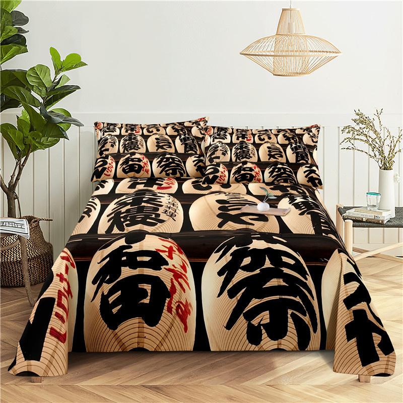 Japan Style 0.9/1.2/1.5/1.8/2.0m Fashion Digital Printing Polyester Bed Flat Sheet With Pillowcase For Woman Bedding Set