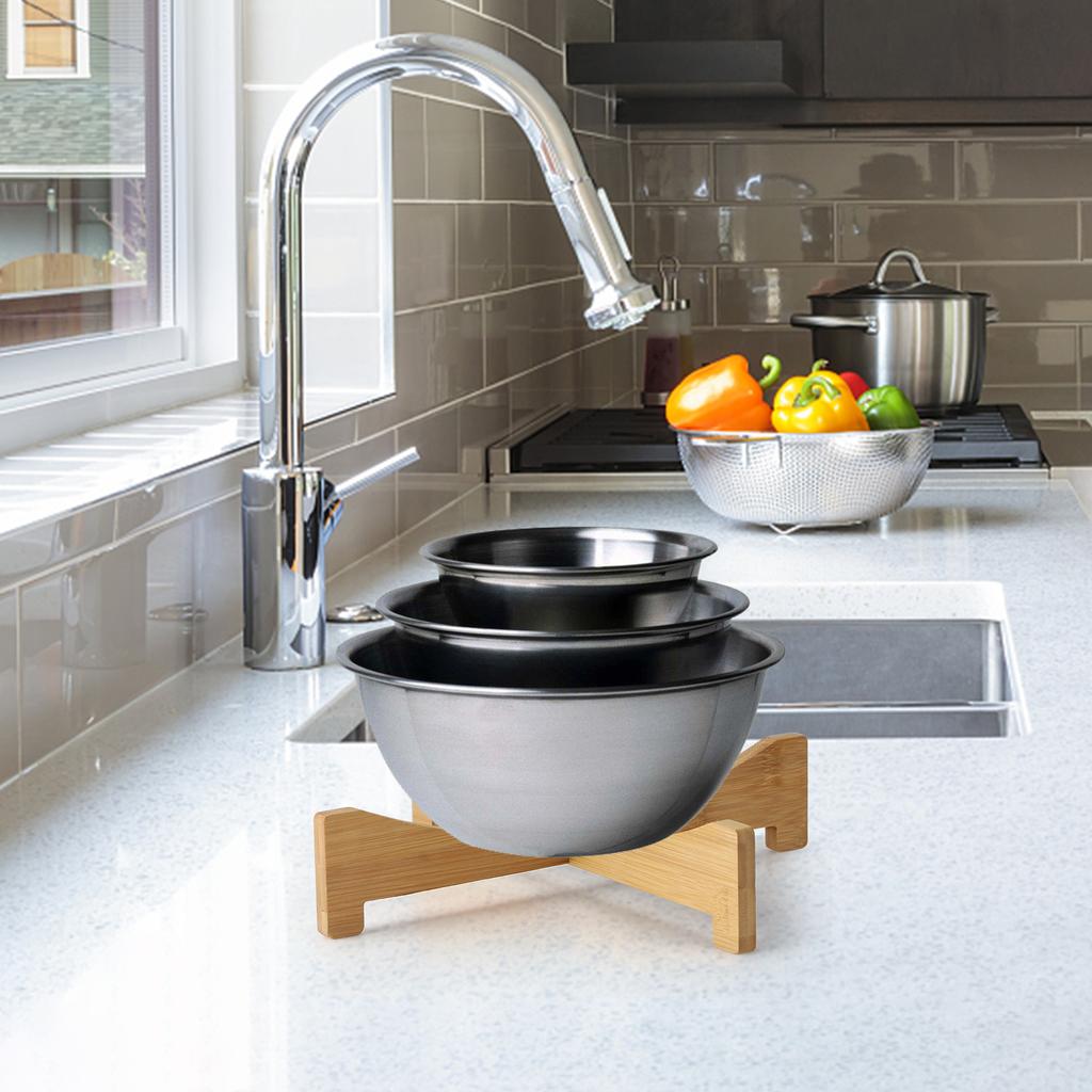 Pflanzenständer Bambus Blumentopfschale Kreuzförmig Multifunktion für Haustier Zuhause Küche 29x6cm