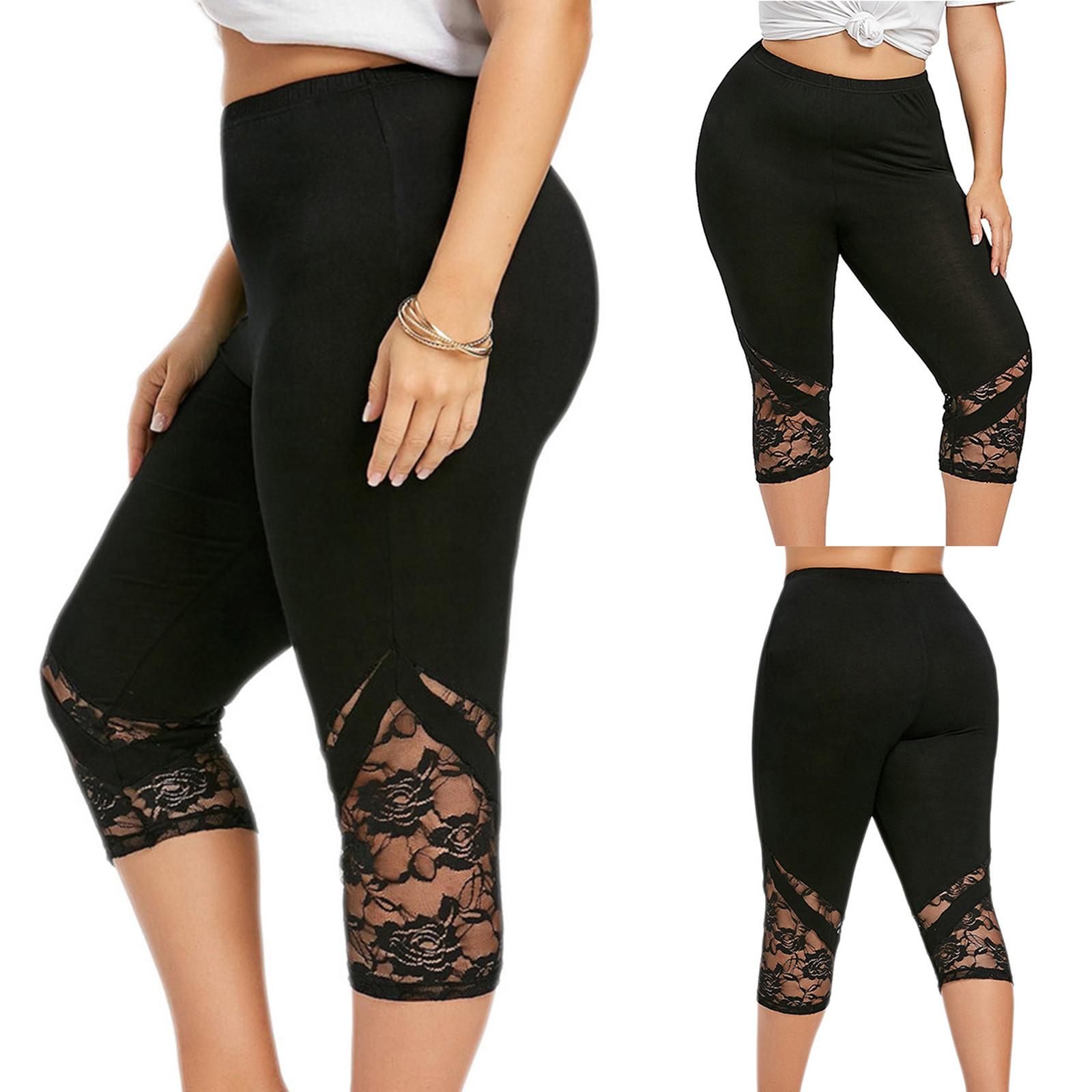 

Женщины Повседневные твердые брюки Большой размер Удобный галстук Кружева Укороченные брюки