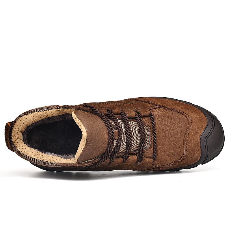 

Уличная повседневная обувь, осенне-зимняя теплая бархатная водонепроницаемая нескользящая обувь с хлопковой подкладкой на северо-востоке, мужские кожаные туфли с высоким берцем из натуральной кожи 45