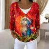 Damenmode Langarm Weihnachten Schneemann Schneeflocke Druck Jacke Strickjacke