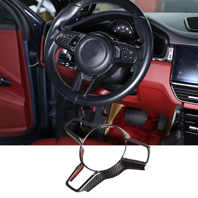 ABS Carbon fiber For Porsche Macan Cayenne Panamera 718 911 918 Interior Steering Wheel Cover Trim Interior Accessories