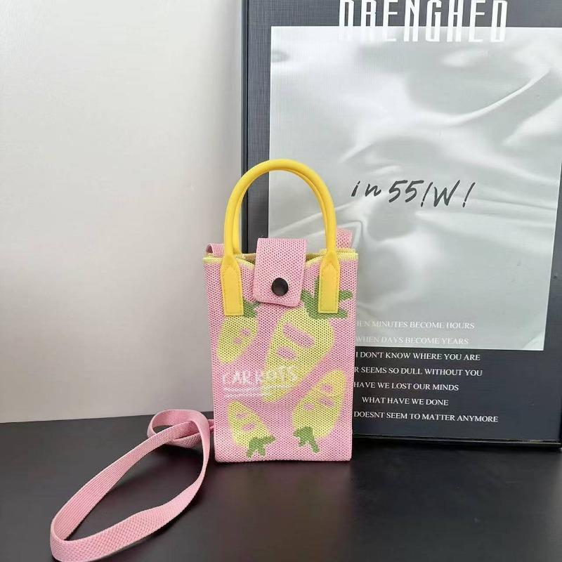 Premium Sense Ns Mobile Phone Bag New Cartoon Knitted Bag Dopamine Niche Versatile Messenger Shoulder Bag Handbag