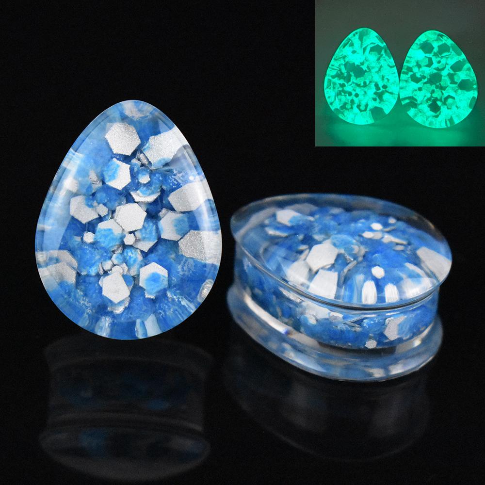 2 шт. 8-50 мм светящиеся в темноте каплевидные беруши туннели калибры растягиватели ушей двойные расклешенные заглушки украшения для тела для женщин и мужчин 8mm