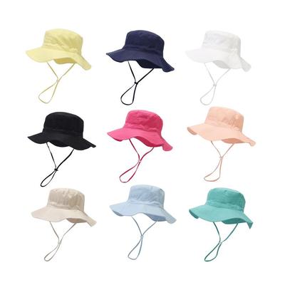 Nouveau Bob pour Enfants de Couleur Unie avec Cordon Coupe-vent: Respirant, Pliable et Protège du Soleil pour l'Été