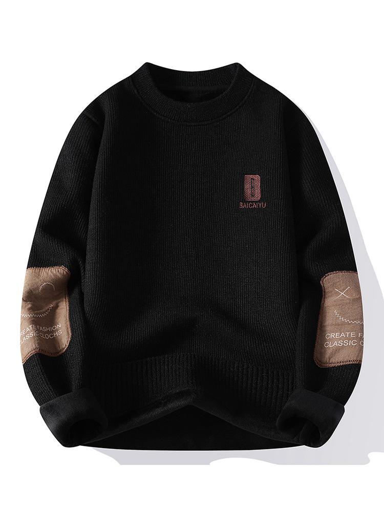 Plüsch-Winterpullover für Herren: Dicker Samt Langarm-Basisschicht für Jugendliche & Teenager