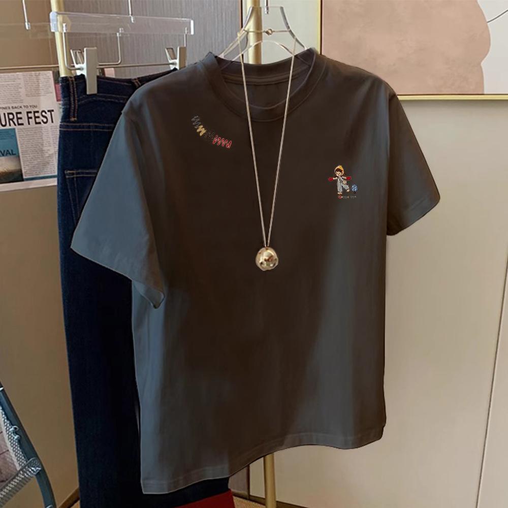 2025 summer new design white short-sleeved t-shirt women's loose and versatile casual small t-shirt top trendy