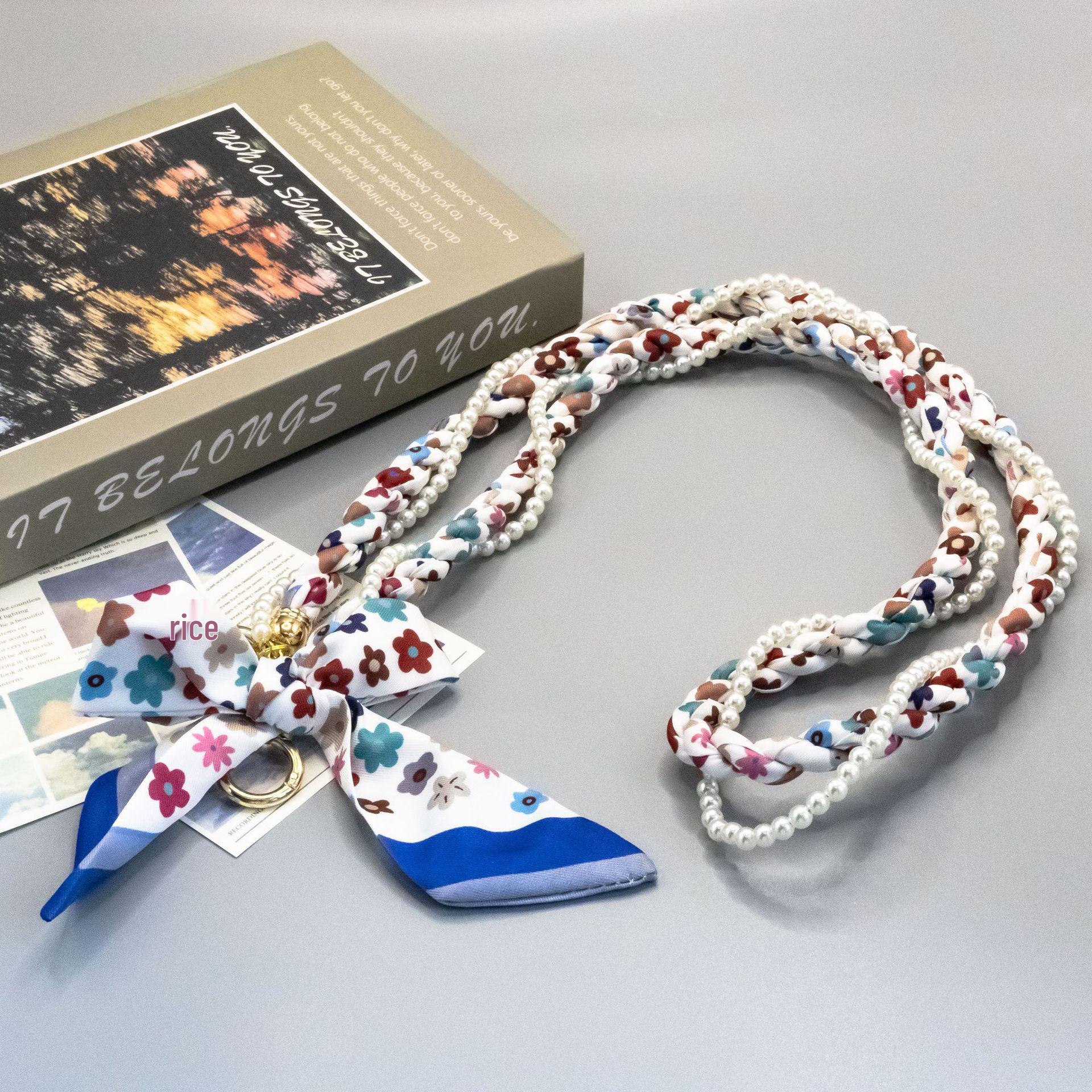 

Multicolor Pearl Silk Scarf Phone Lanyard - Versatile Creative Luxury