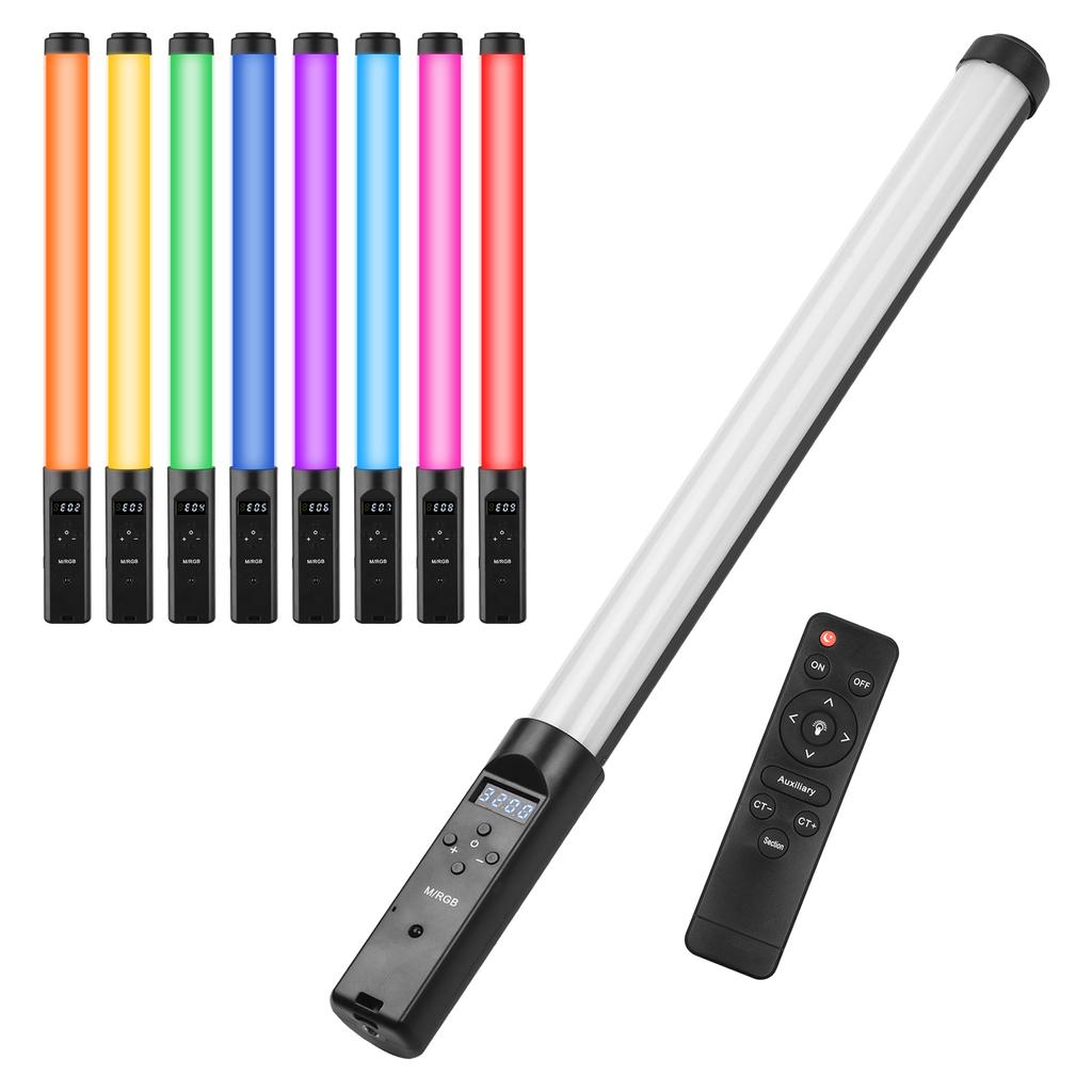 Handheld RGB Tube Light LED Video Light Wand 3200K 5500K Dimmable 9 Colorful Lighting Effects Built In Battery with