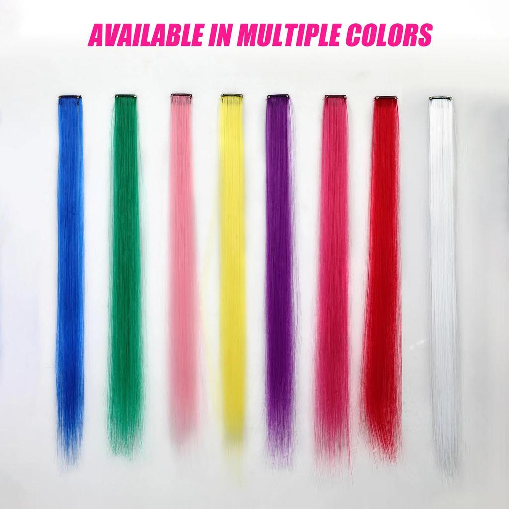 ALAN EATON 22 Inches 5Pcs/Pack Sparkle Hair Extensions Clip In Rainbow Shiny Sparkle Hair Tinsel Heat Resistant Sparkle Hair Extensions