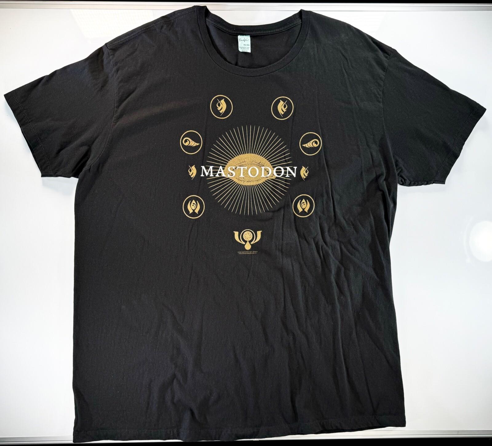 

2020 Mastodon Symbols Logo T-Shirt 3XL 3X Black Gold Eye Rays Official XL