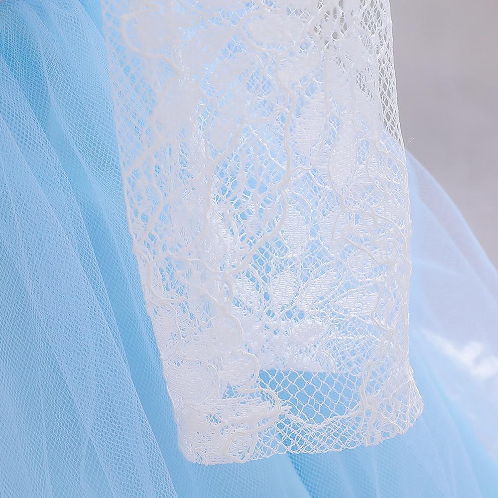 Rochie de botez cu mânecă lungă și bumbată pentru fete, model prințesă, din dantelă