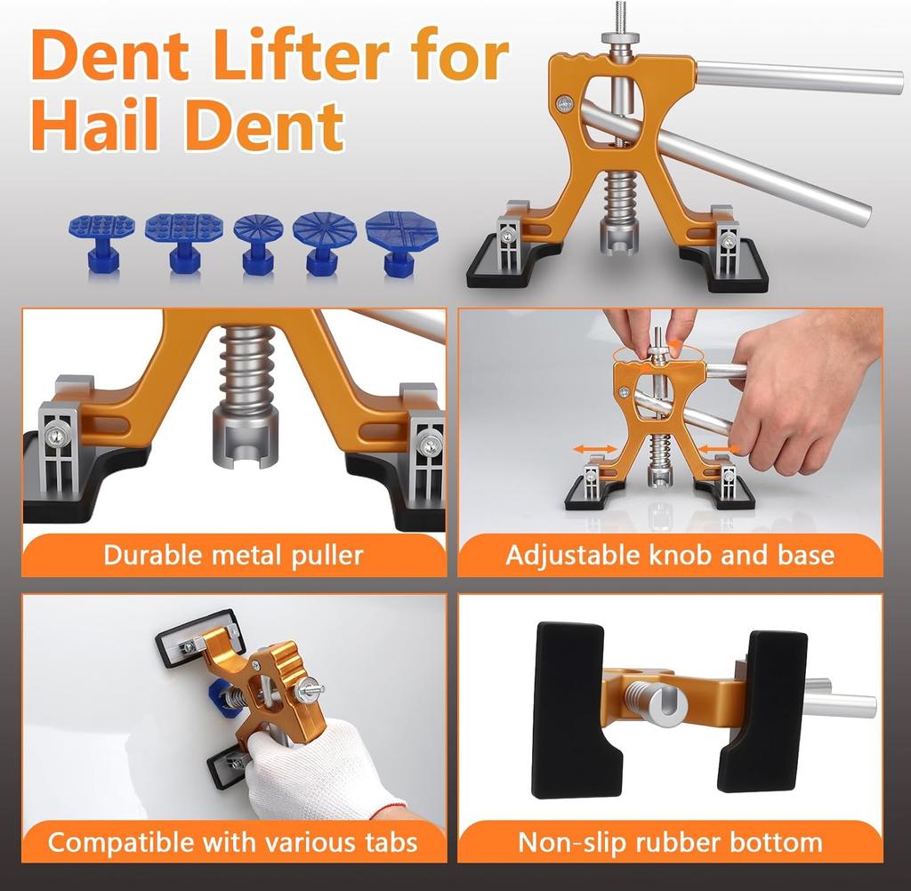 Car Dent Puller Kit, 45Pcs Paintless Dent Removal Tools with Adjustable Lifter & Bridge Puller for Car, Refrigerator Door Repair