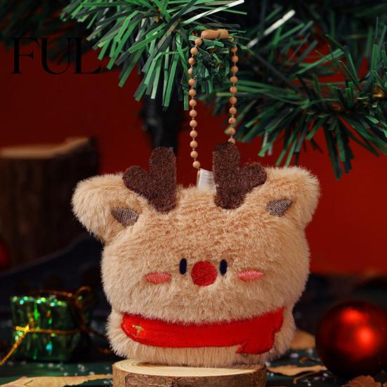 Decorative Plush Accessories Christmas Keychain, Cute Stuffed Santa Wreath Gingerbread Ornaments, Soft Cartoon Keychains for Bags Holiday Bag