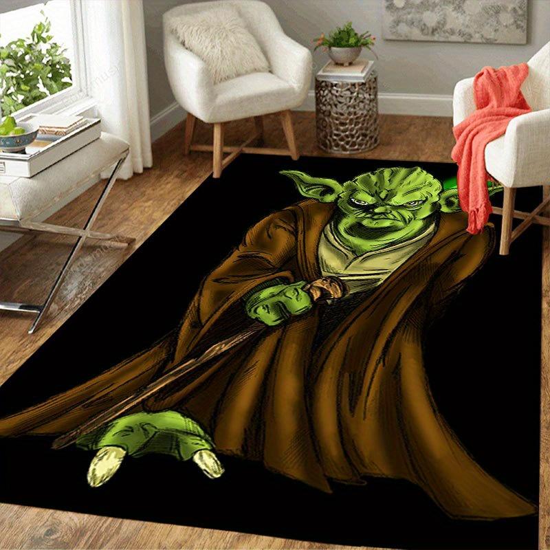 1pc Disney Star wars Yoda Pattern Carpet Area Rug Non slip Carpet Hand Washable Floor Mat Suitable For Living Room Bedroom Home Decor